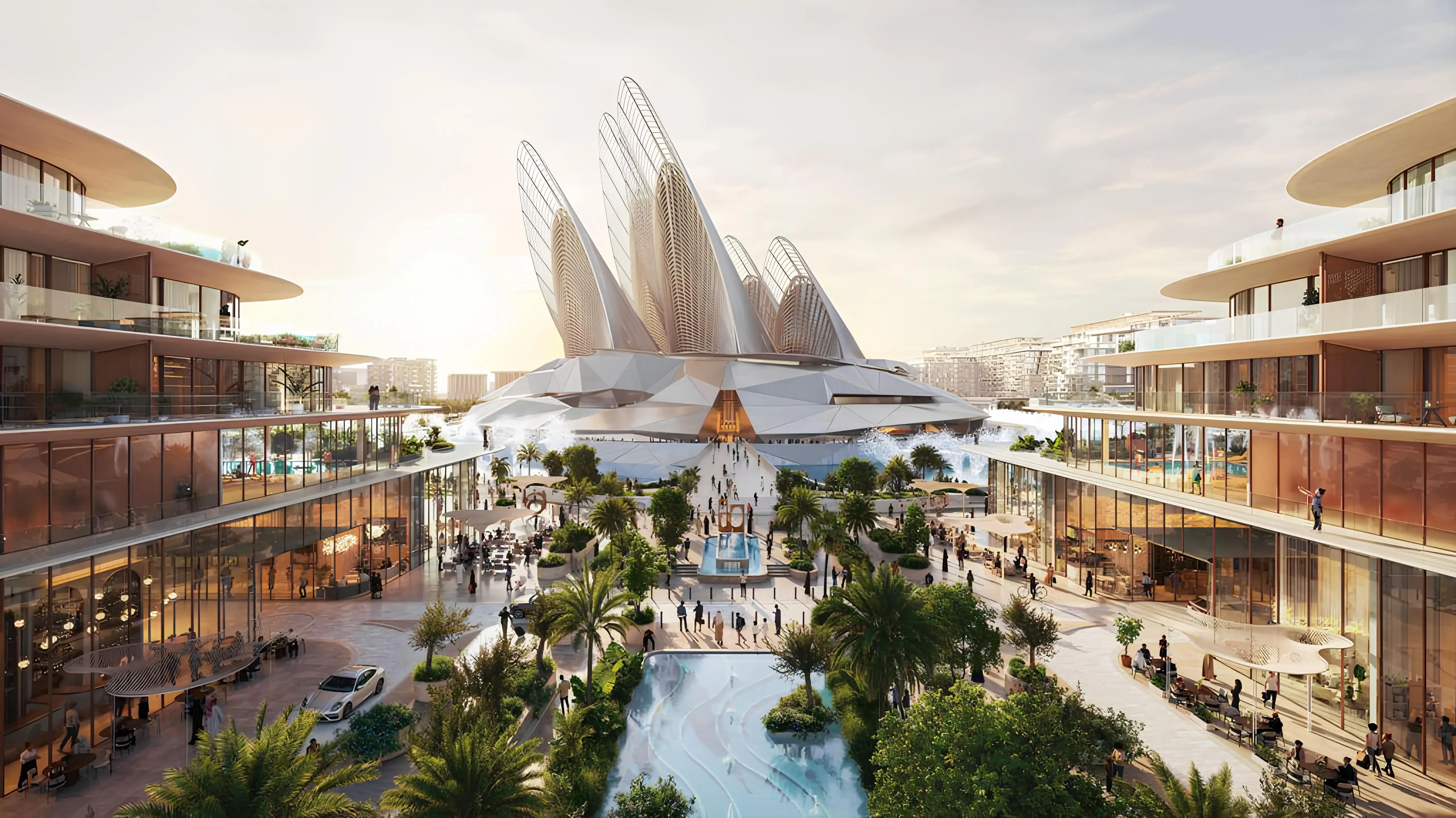 Waterfront elevation of Mandarin Oriental Residences in Abu Dhabi featuring sophisticated modern design.