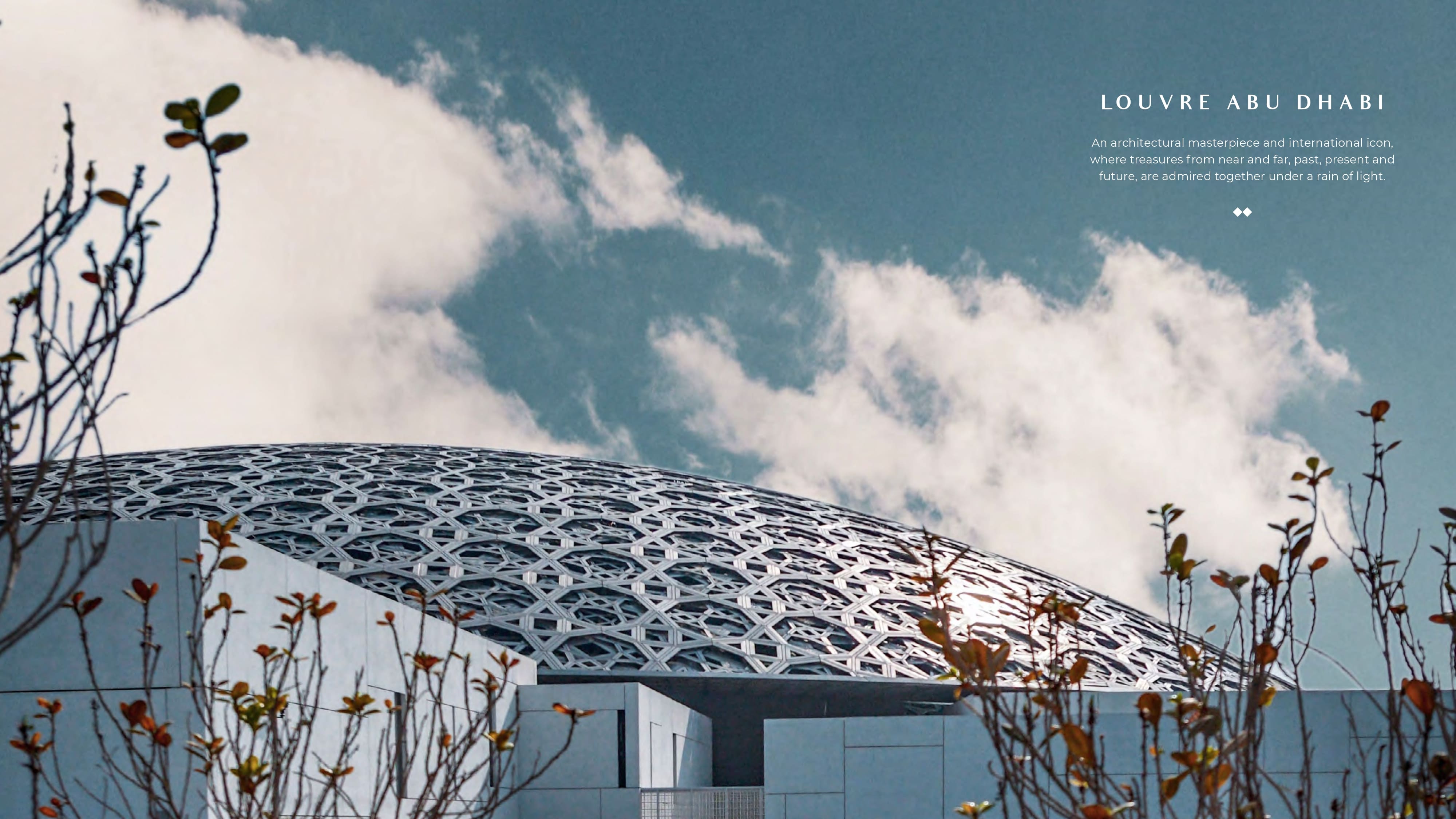 Front façade of The Source Saadiyat Grove showcasing modern architecture and cultural district location.