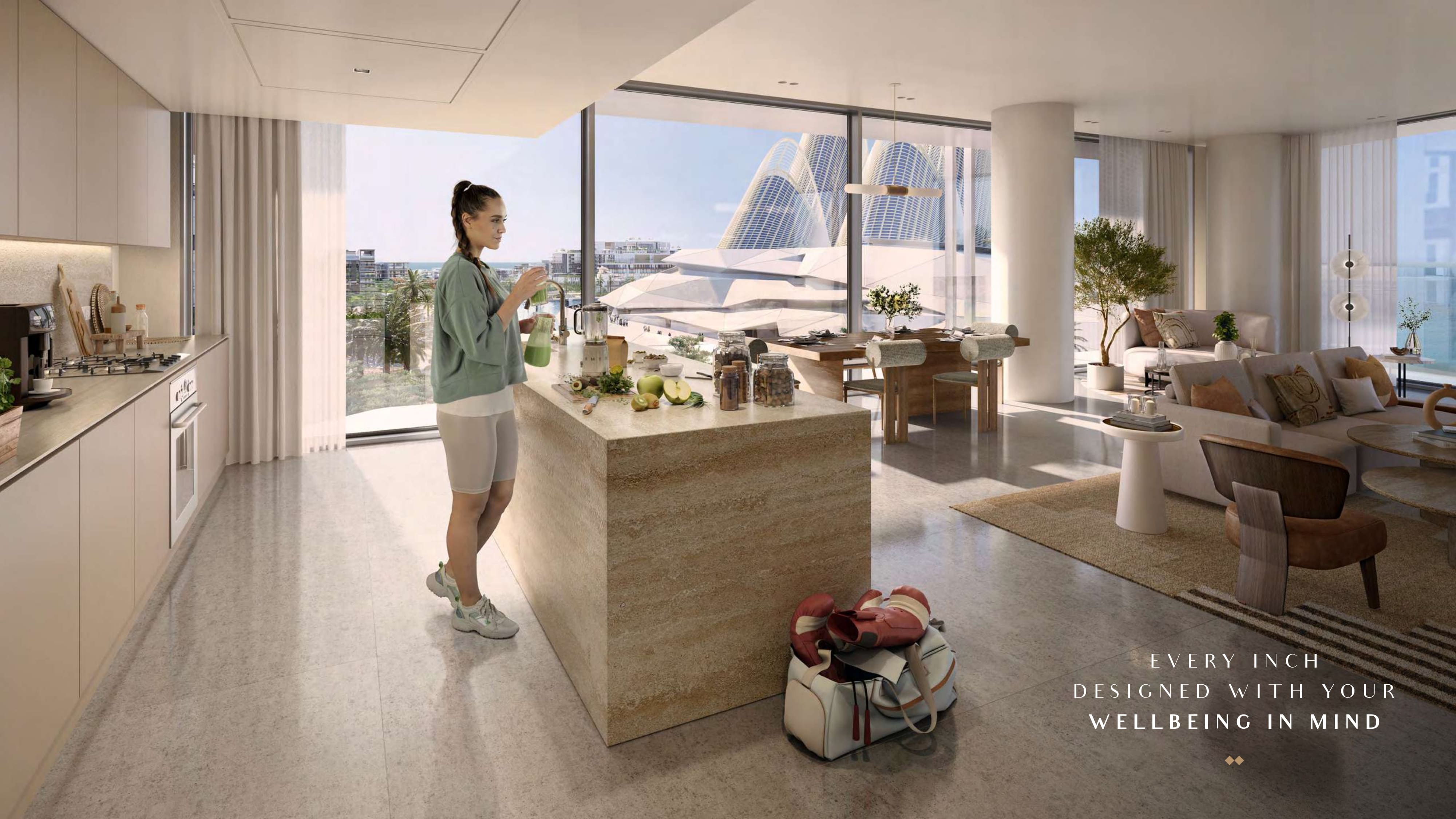 Modern workspace corner at The Source Saadiyat Grove designed for comfort and productivity