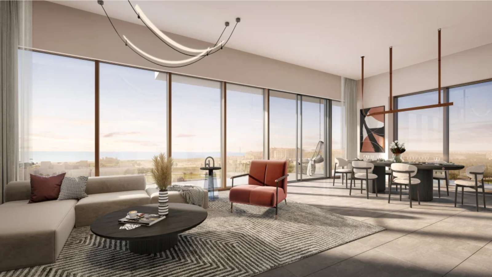 Bright apartment interior at Manarat Living, Saadiyat Island offering premium finishes, natural lighting, and contemporary residential elegance.